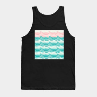 Ocean Waves Pattern Blue and Pink Pastel Colors Tank Top